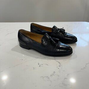 Mezlan Men's Havana Black Leather Wintip Tassel Loafer Size 9.5 Made in Spain
